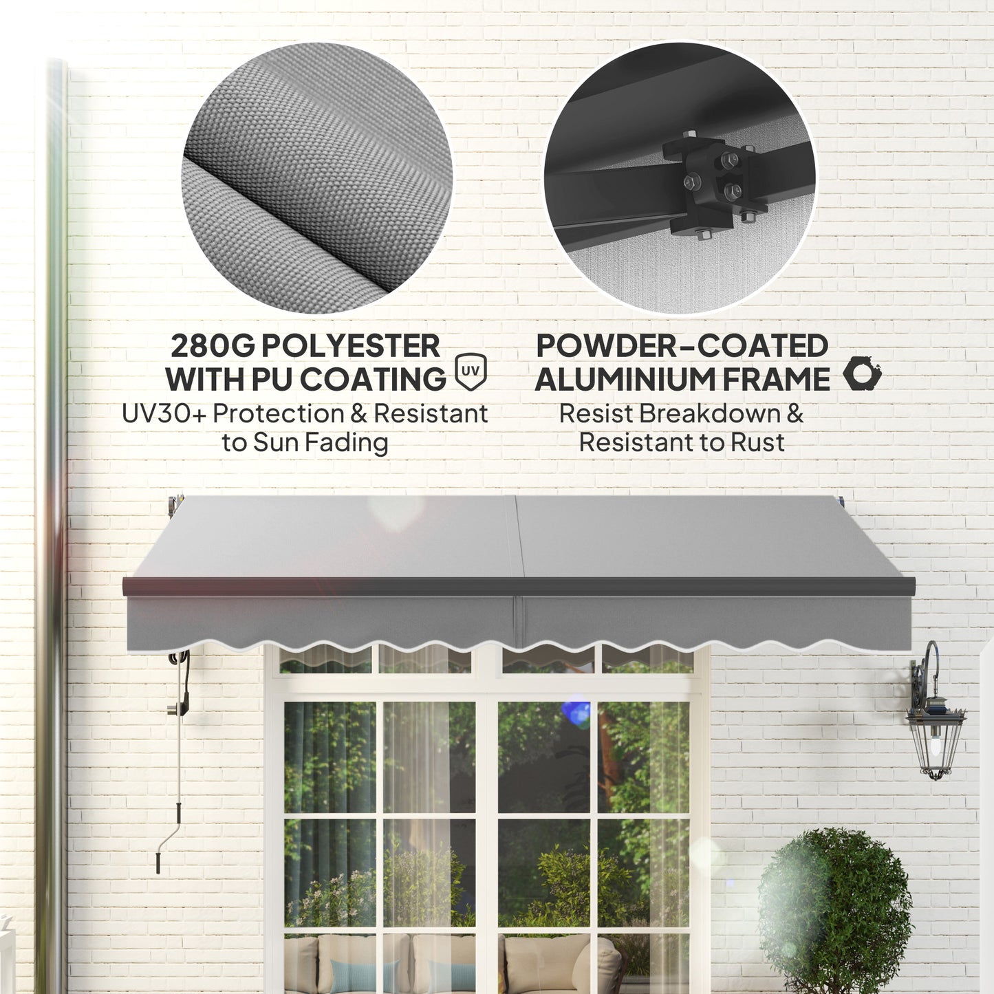 Outsunny 3 x 2.5m Electric Retractable Awning With Remote Aluminum Frame UV30 Sun Shade Canopy For Garden Patio
