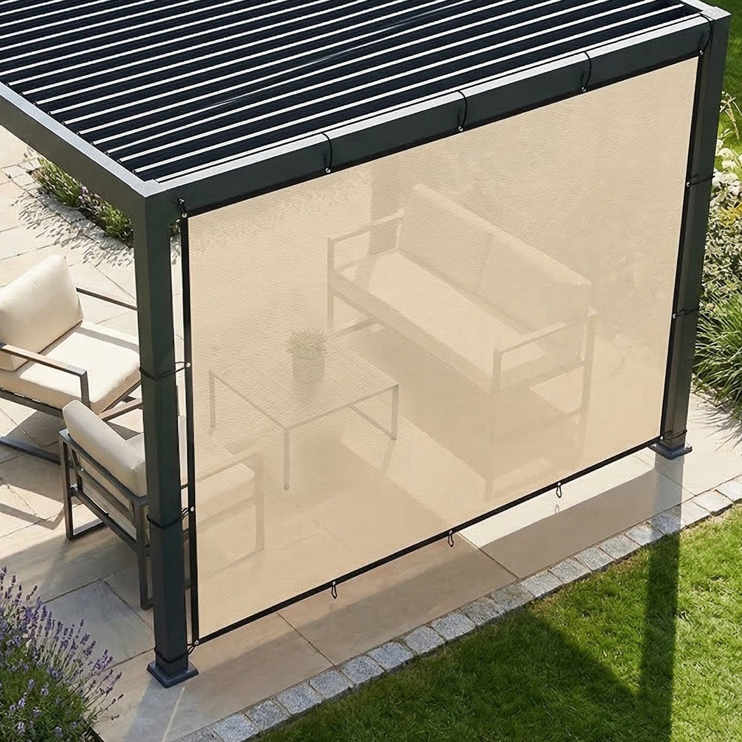 Outsunny Shade Sail UV Protection Canopy for Patio and Garden 3 by 3.6 m Beige with Stainless Steel Eyelets