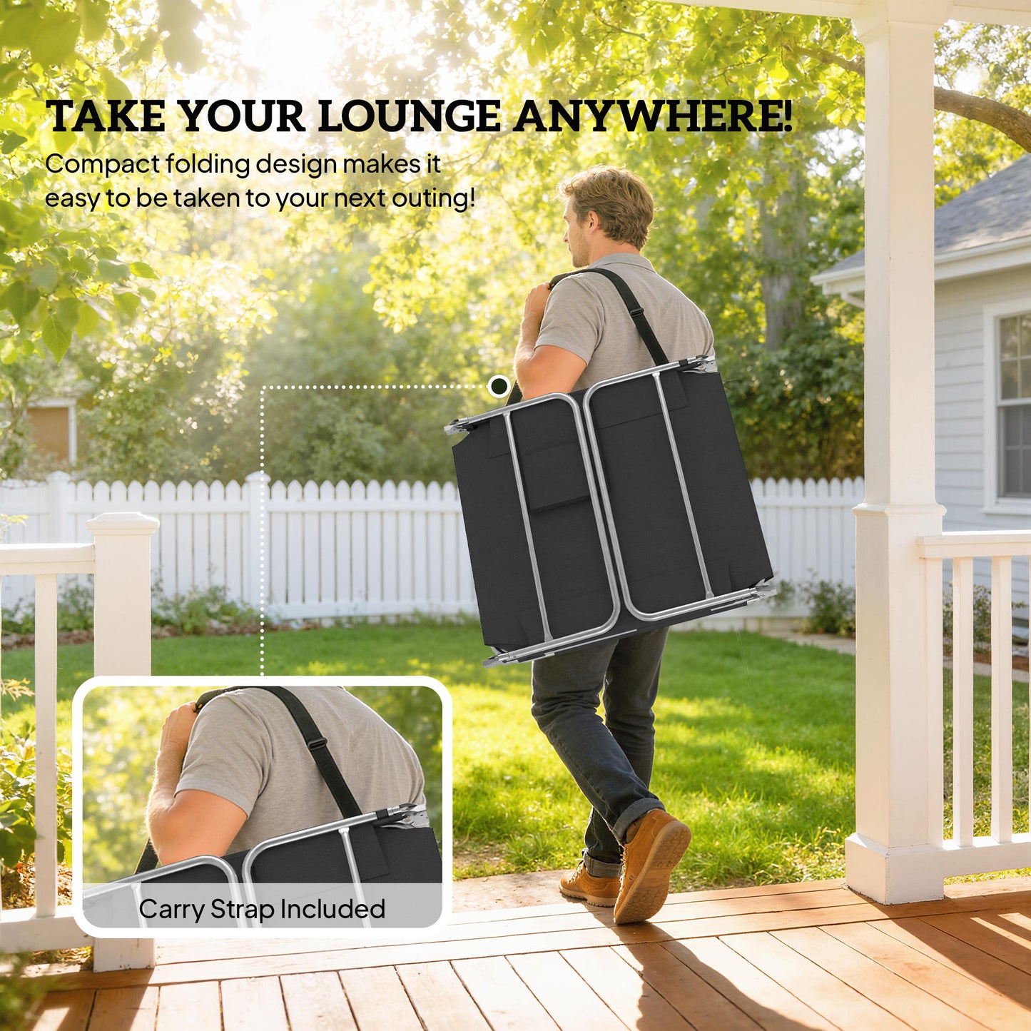 Outsunny 5 Position Adjustable Sun Loungers Set of 2 with Reading Hole and Side Pocket in Black