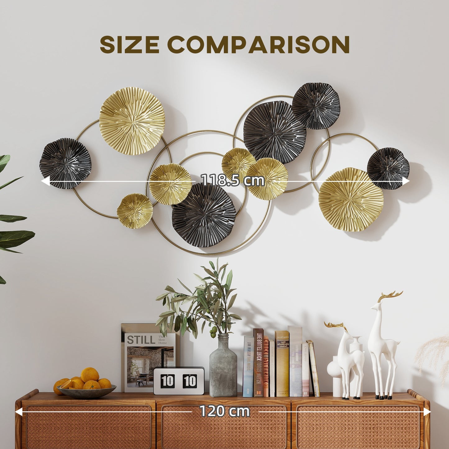 HOMCOM Metal Wall Art Modern Hanging Wall Decor With Multi Disc Design For Living Room Ready To Hang