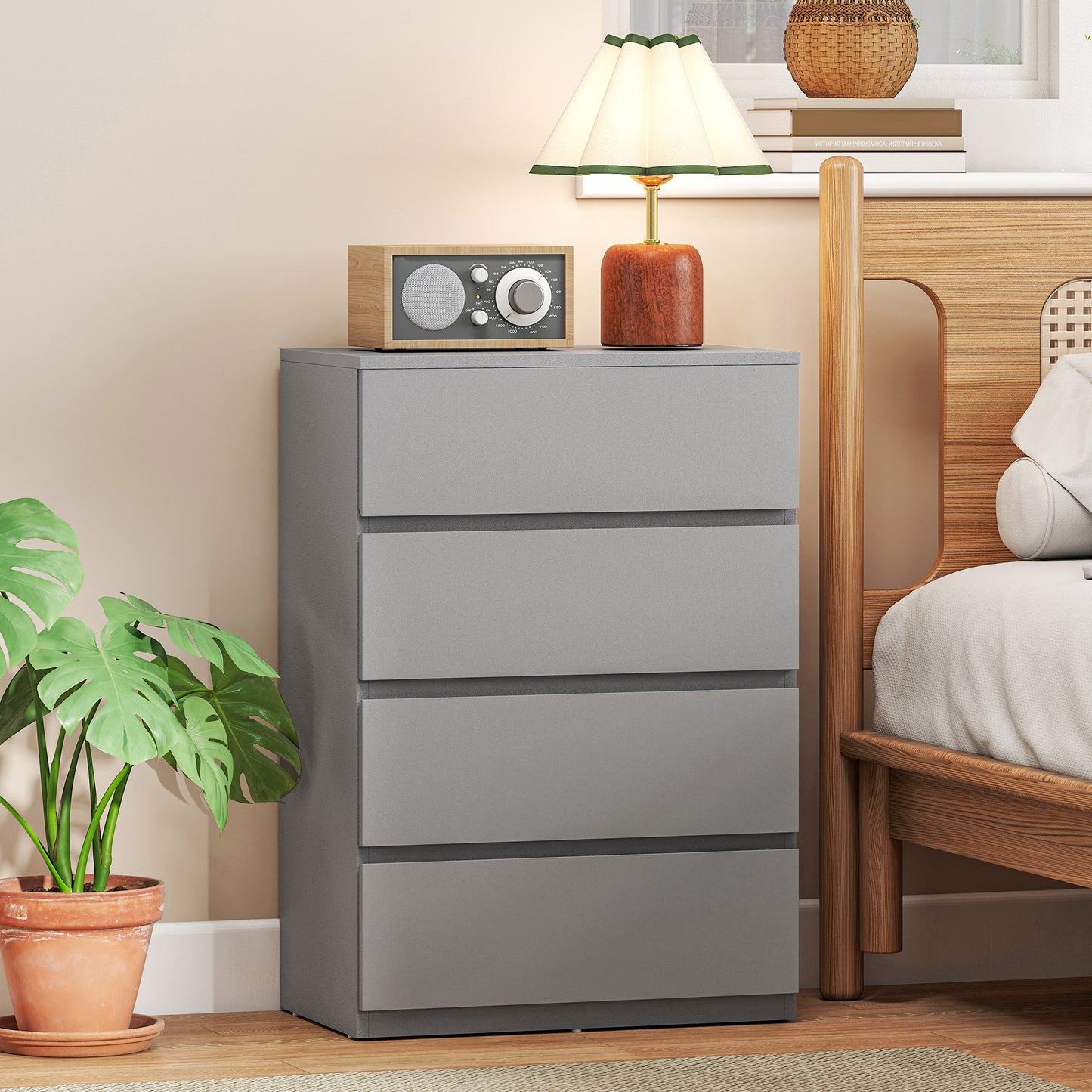 Homcom 4 Drawer Chest Of Drawers Modern Dresser For Bedroom Storage Unit With Stylish Finish