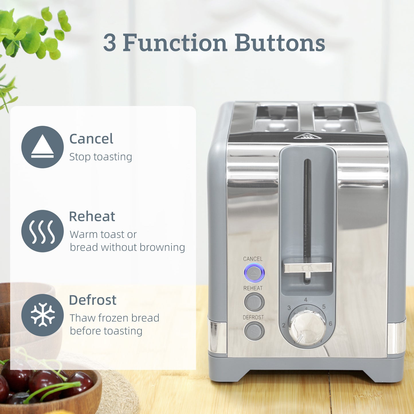 HOMCOM Sleek Textured Kettle And Toaster Set Grey Matte Finish With Curved Design
