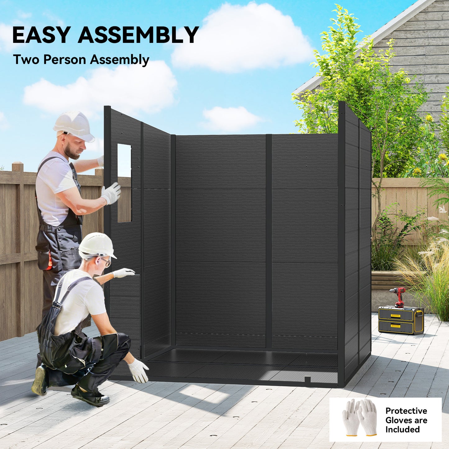 Outsunny 6x6 ft Plastic Garden Shed Wood Effect Outdoor Storage With Floor Windows Ventilation Lockable Doors Dark Grey