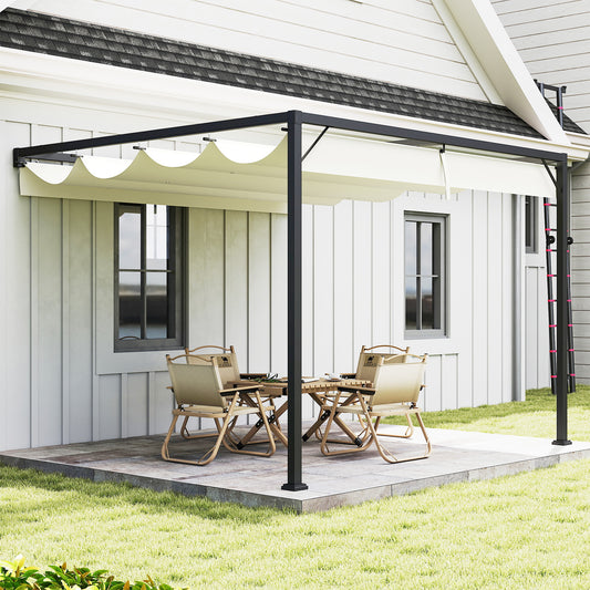 Outsunny 3x3 Meter Pergola With Sliding Canopy Cream White Outdoor Gazebo For Patio Parties And Dining