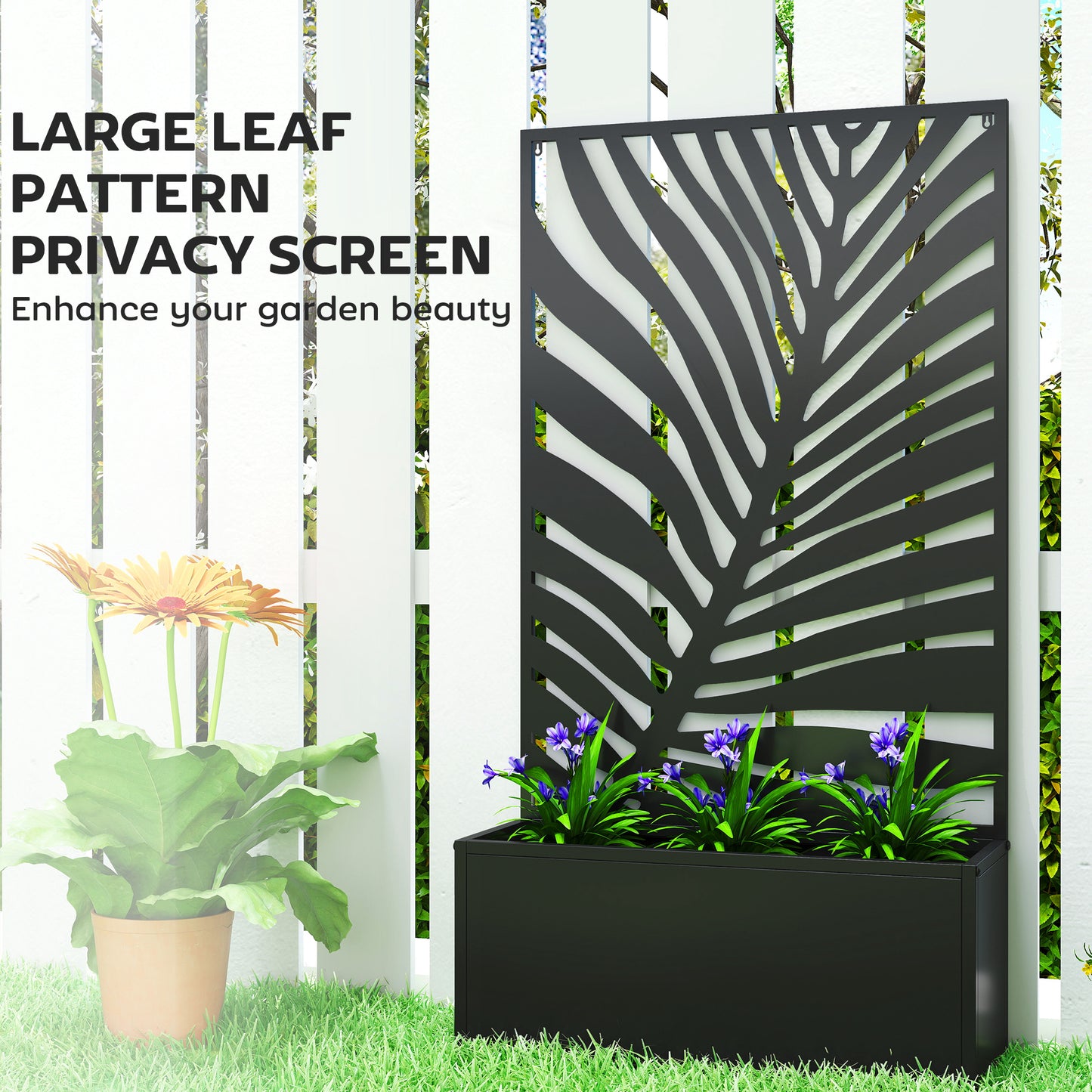 Outsunny Metal Garden Bed With Trellis Wall Mounted Or Freestanding Raised Planter With Privacy Screen