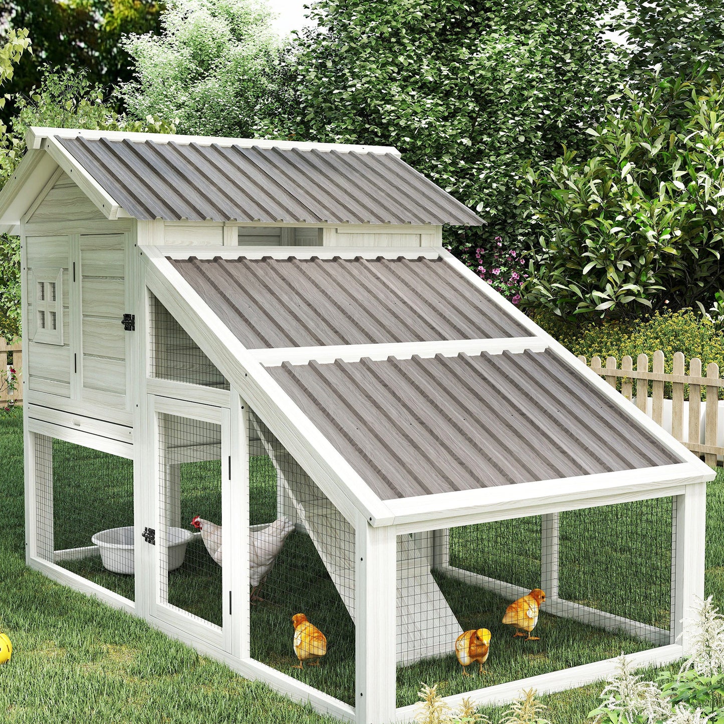 Outsunny 12 Pack Corrugated Steel Roof Panels Grey Woodgrain Pre Drilled Holes Galvanised Roofing Sheets For Repairs