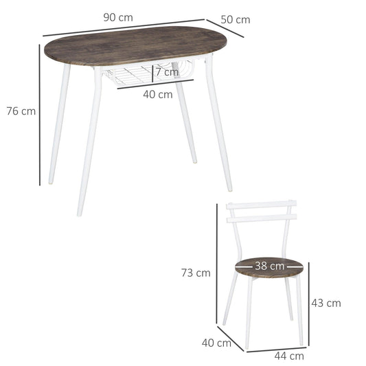 HOMCOM Dining Table and Chairs Set of 3, Oval Kitchen Table with 2 Chairs - ALL4U RETAILER LTD