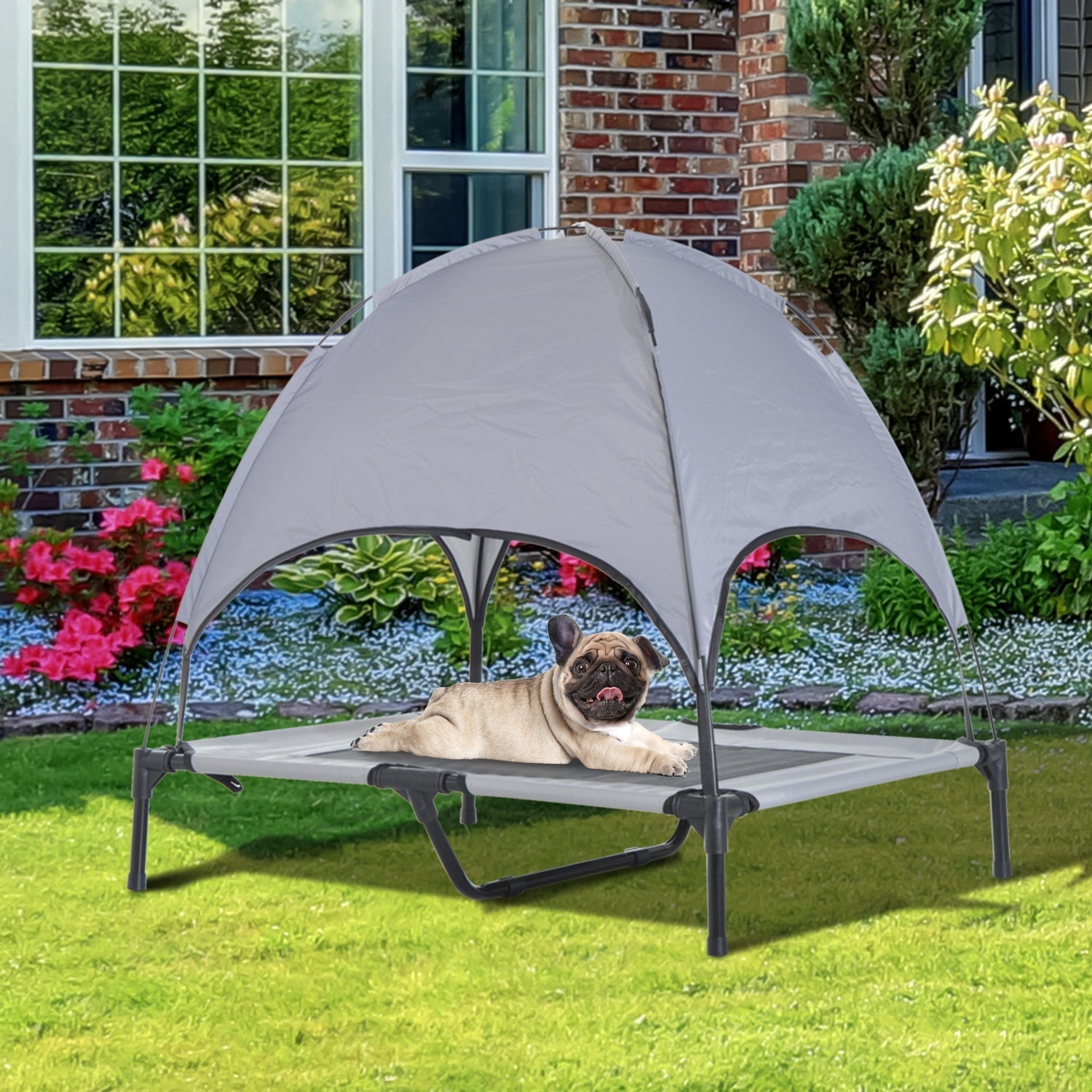 outdoor foldable pet bed with shade