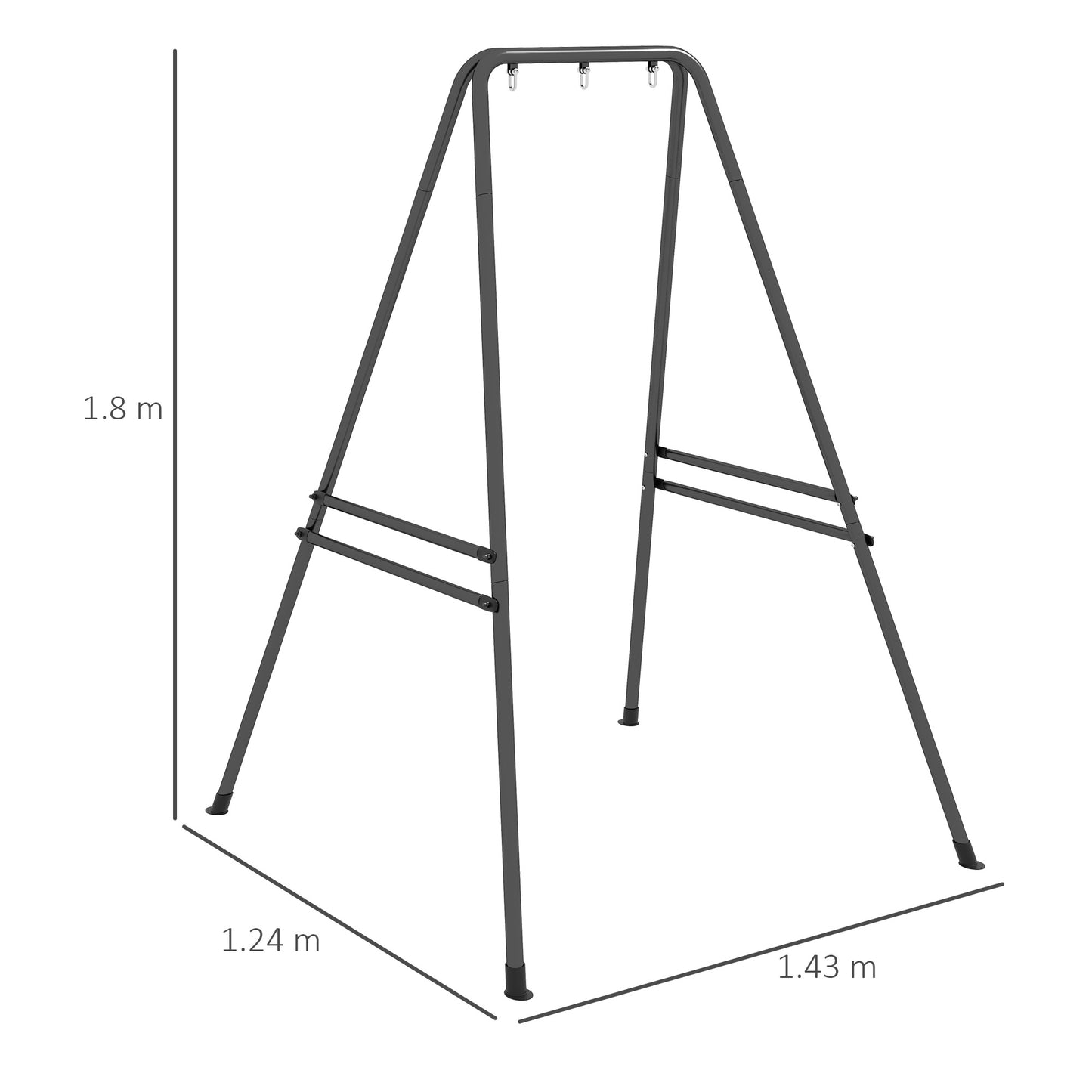Outsunny Hammock Chair Stand Heavy Duty Metal Frame for Hanging Chairs and Egg Chairs Black for Porch and Patio