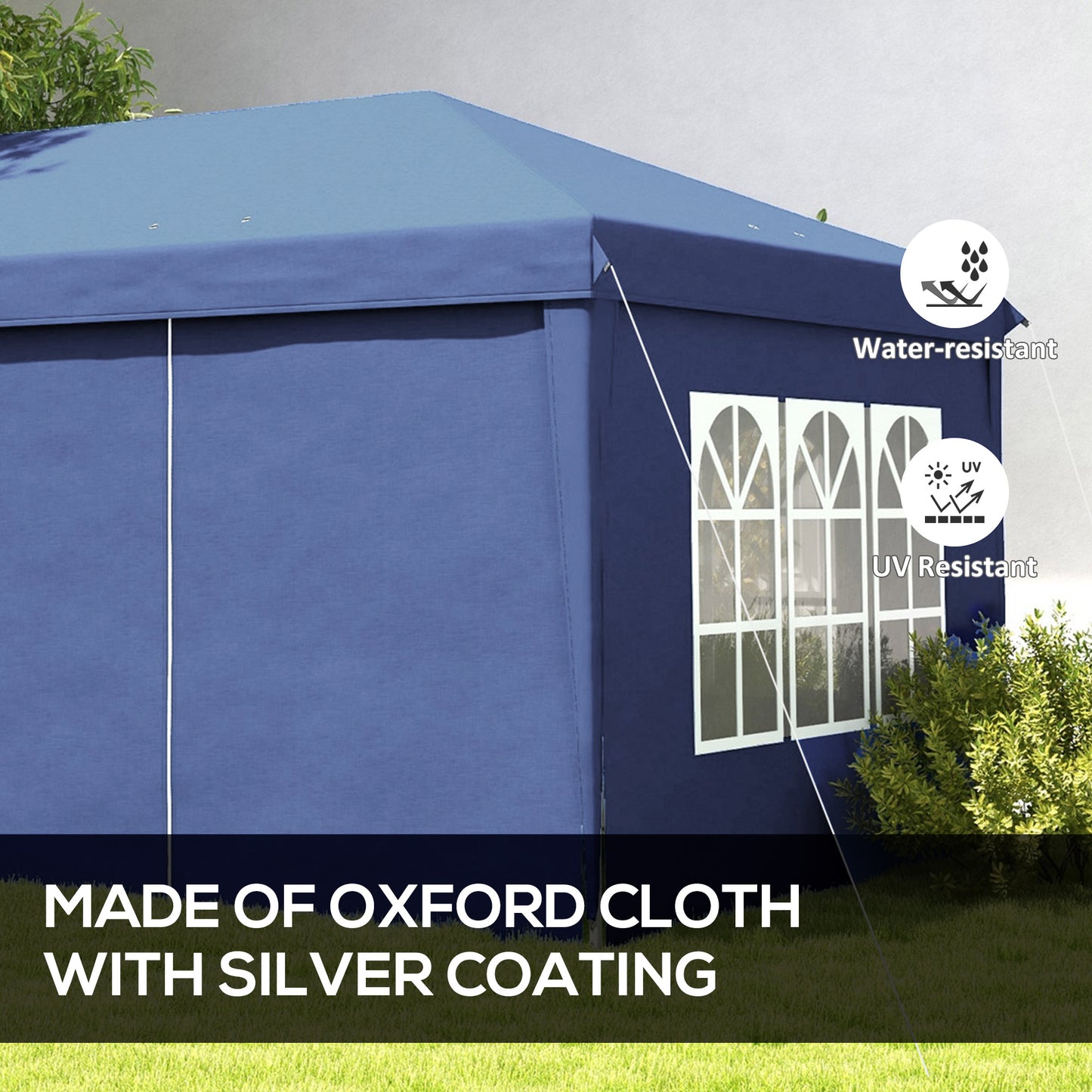 Outsunny 3 X 6m Pop Up Gazebo With Curtain Walls And Windows In Blue For Outdoor Parties And Events