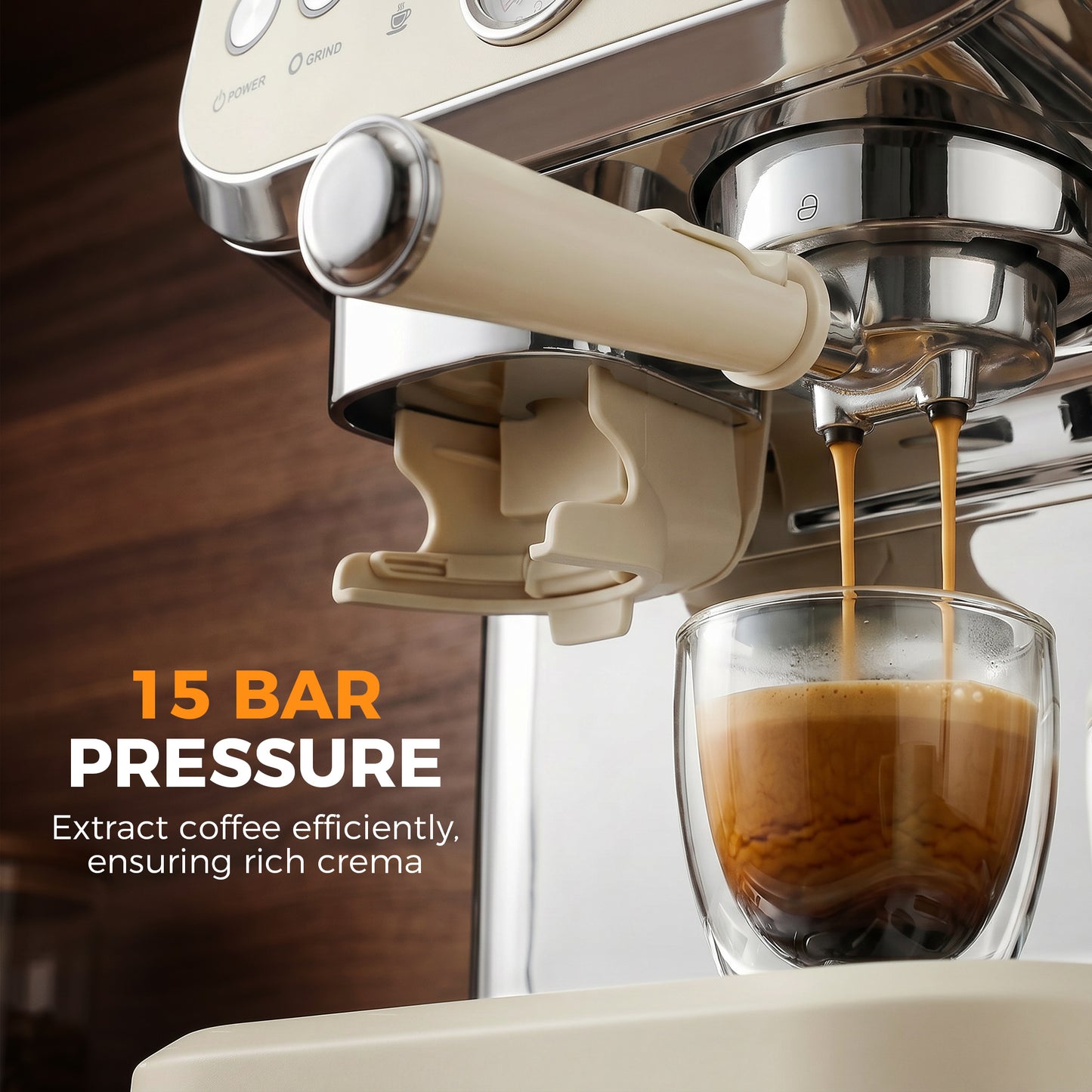 HOMCOM Bean To Cup Coffee Machine With Integrated Grinder And Steam Wand Cream White