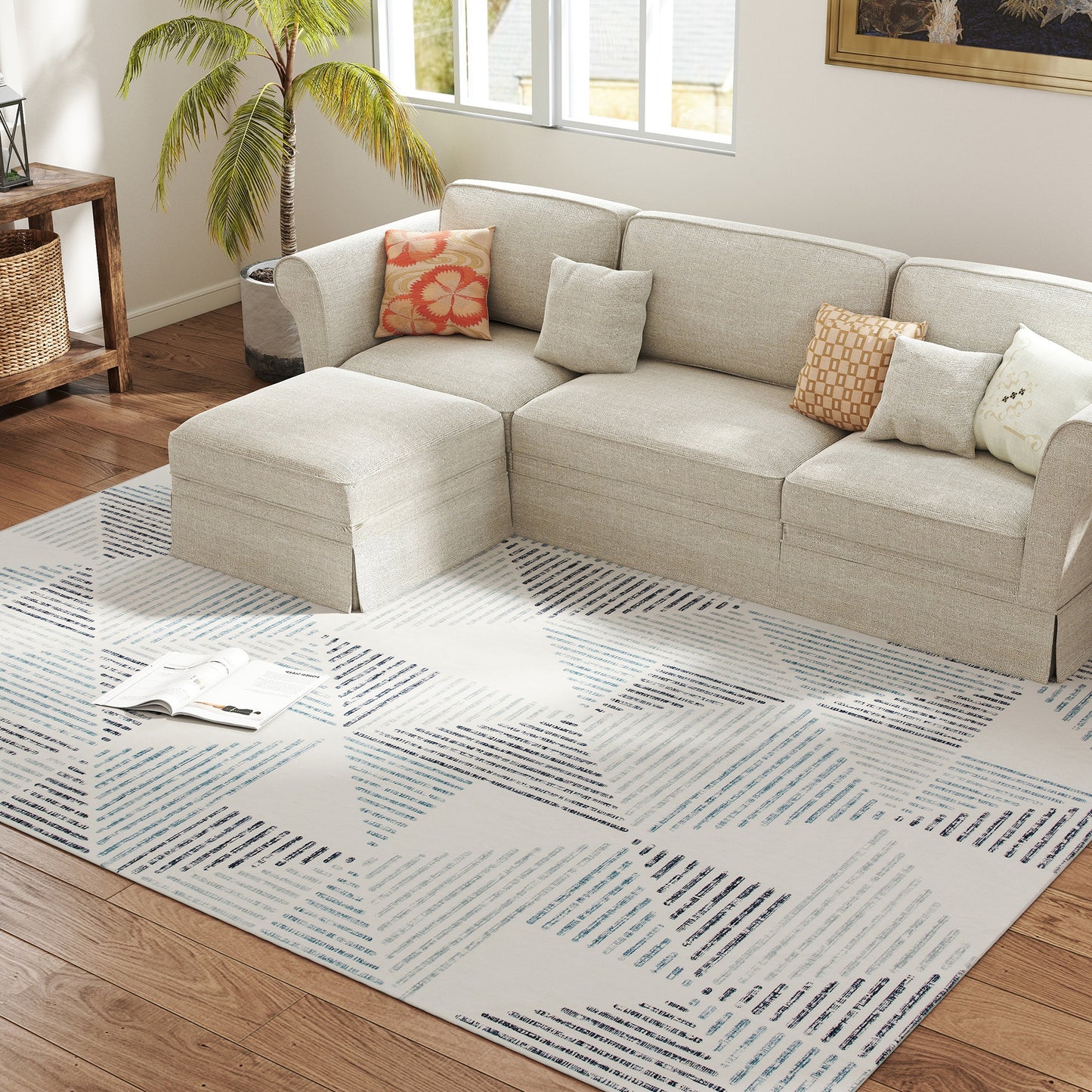 HOMCOM Modern Area Rug Geometric Pattern Non Slip Washable Soft Floor Carpet For Living Room 290 X 200 Cm Multi Colored