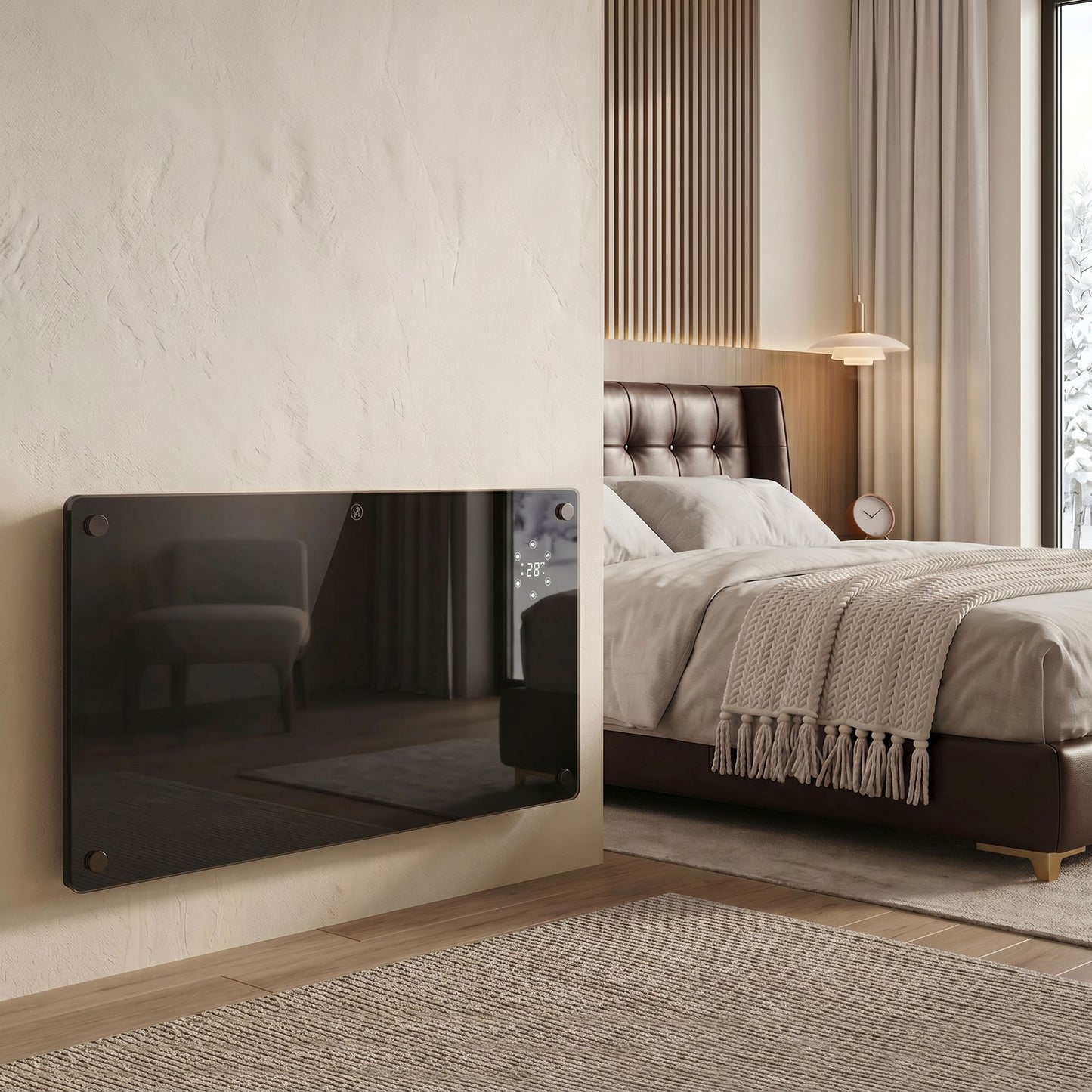 HOMCOM 1500W Smart Control Heater With TUYA App Black 5 To 35C Temperature Range Wall Mount Or Freestanding
