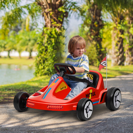 AIYAPLAY Kids Electric Go Kart with Lights, Music & Horn - Safe Fun for Ages 3-5, Red