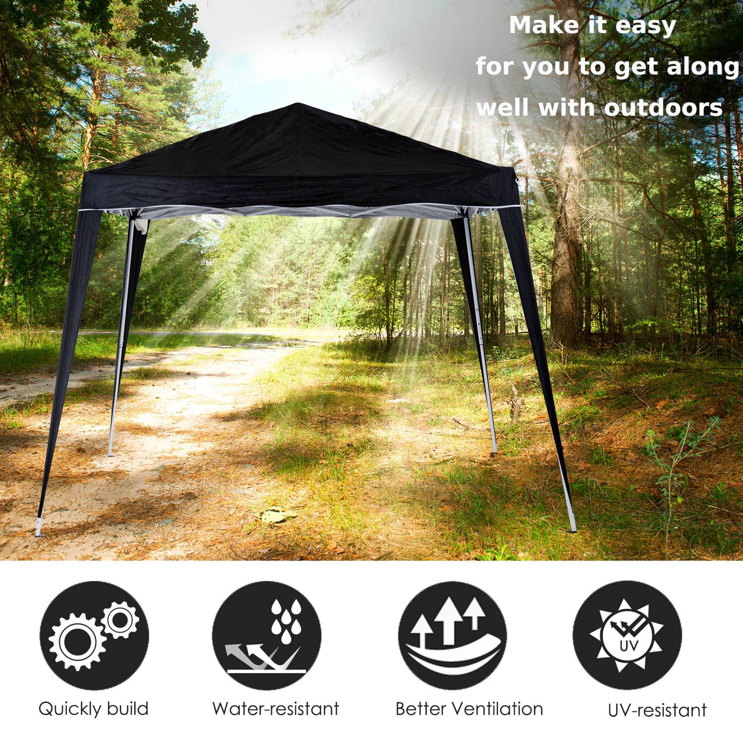 Outsunny 3m Pop Up Gazebo With Carry Bag Height Adjustable Slant Leg Party Tent Instant Event Shelter Black