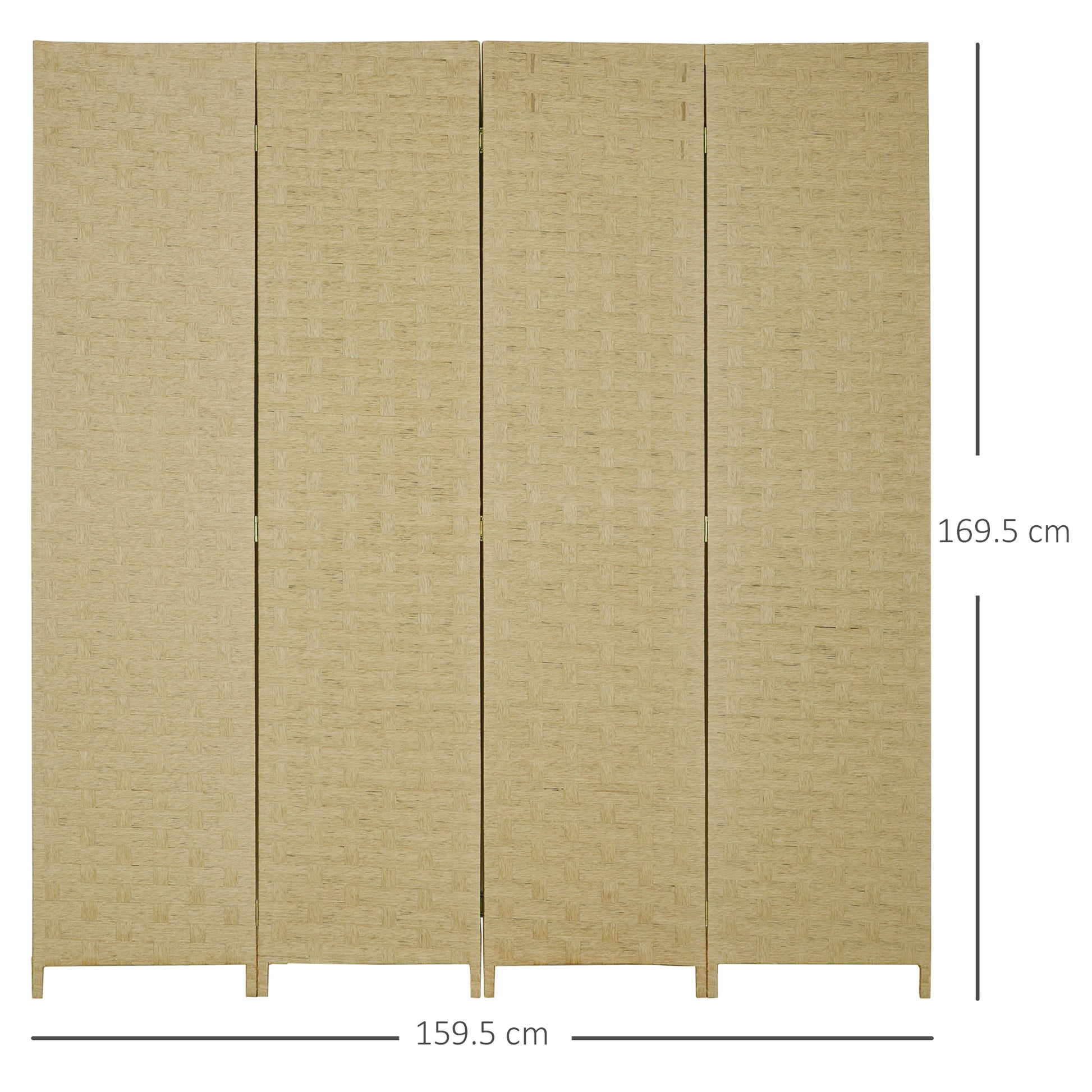 HOMCOM Freestanding Folding Privacy Screen - Classic 4-Panel Room Divider with Wicker Effect for Bedroom and Office Spaces - ALL4U RETAILER LTD