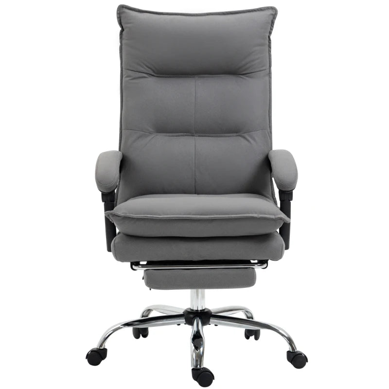 Vinsetto Microfiber Vibration Massage Office Chair - Grey Computer Chair with Heat, Footrest, Armrest, Double Padding, Reclining Back - ALL4U RETAILER LTD