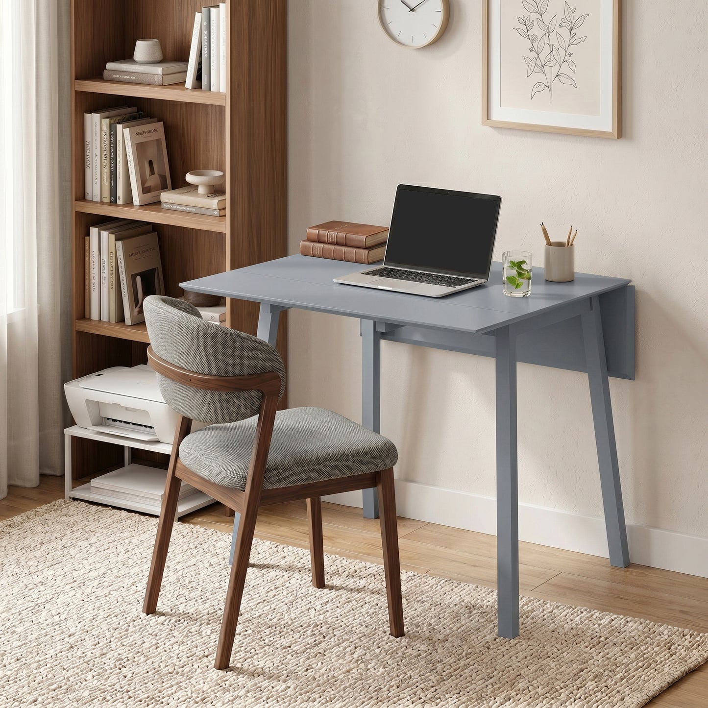 HOMCOM Solid Pine Wood Folding Dining Table Drop Leaf Expandable Rectangle Kitchen Table For Two To Four People