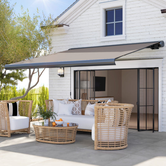 Outsunny 3x2.5m Electric Retractable Awning With Remote Controller Aluminium Frame UV50 Plus Sun Shade Canopy Patio