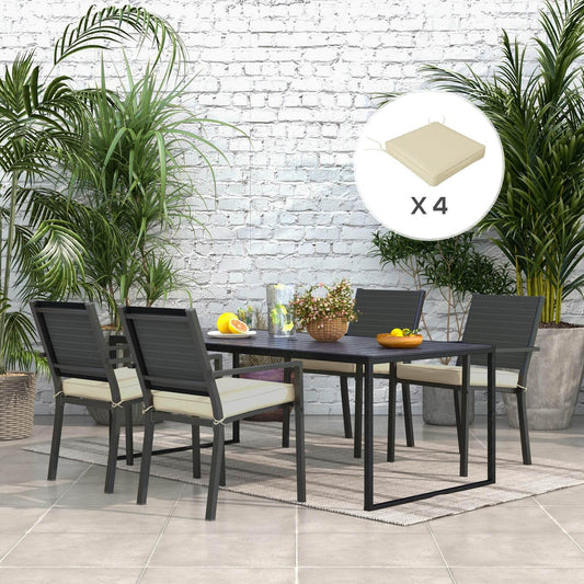 Outsunny Beige 4-Piece Patio Chair Cushion Set with Ties for Indoor/Outdoor Comfort - ALL4U RETAILER LTD