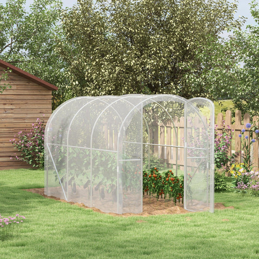 Outsunny Polytunnel Greenhouse Walk-in Grow House with PE Cover, Door and Galvanised Steel Frame, 3 x 2 x 2m, Clear - ALL4U RETAILER LTD