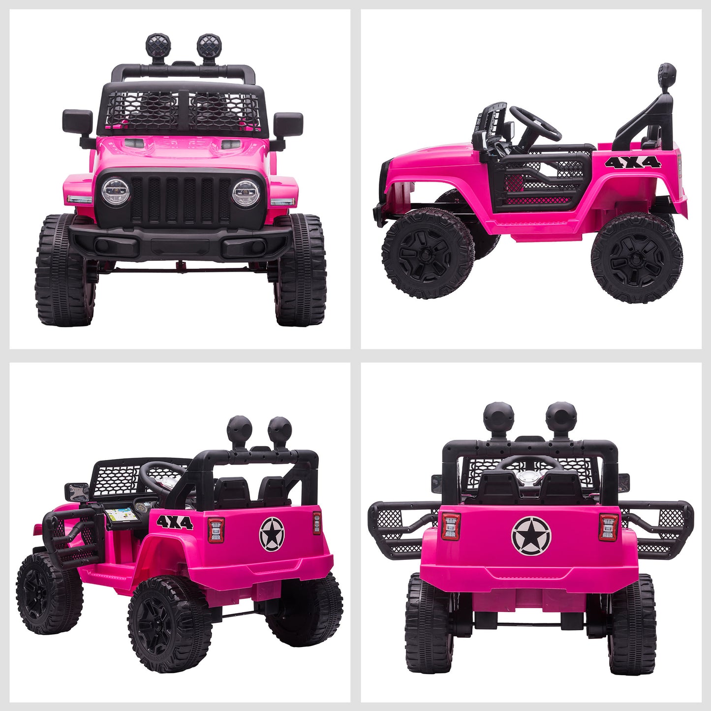 AIYAPLAY Kids 12V Battery-Powered Off-Road Electric Ride-On Car Truck with Remote Control and Safety Features - Pink - ALL4U RETAILER LTD