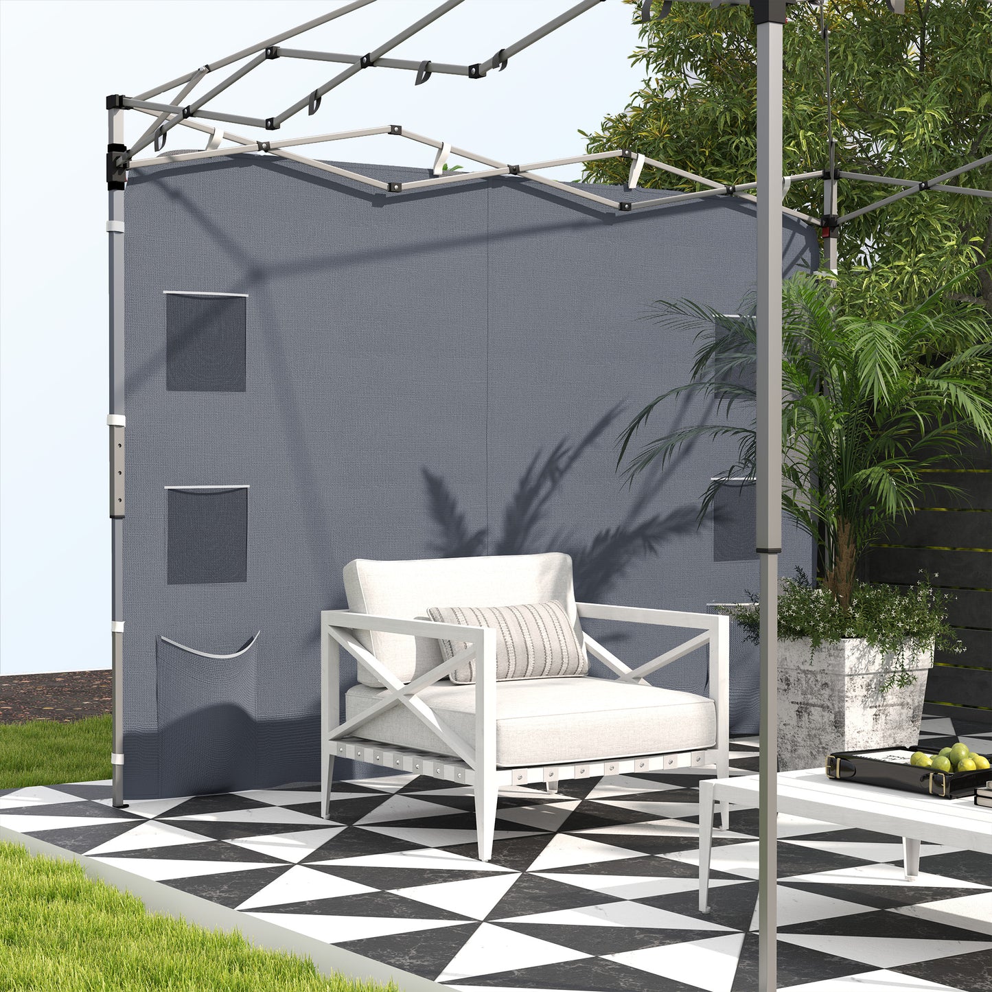 Outsunny 195 x 295cm Replacement Gazebo Sidewall Grey For 3x3m Outdoor Gazebo With Four Mesh Pockets