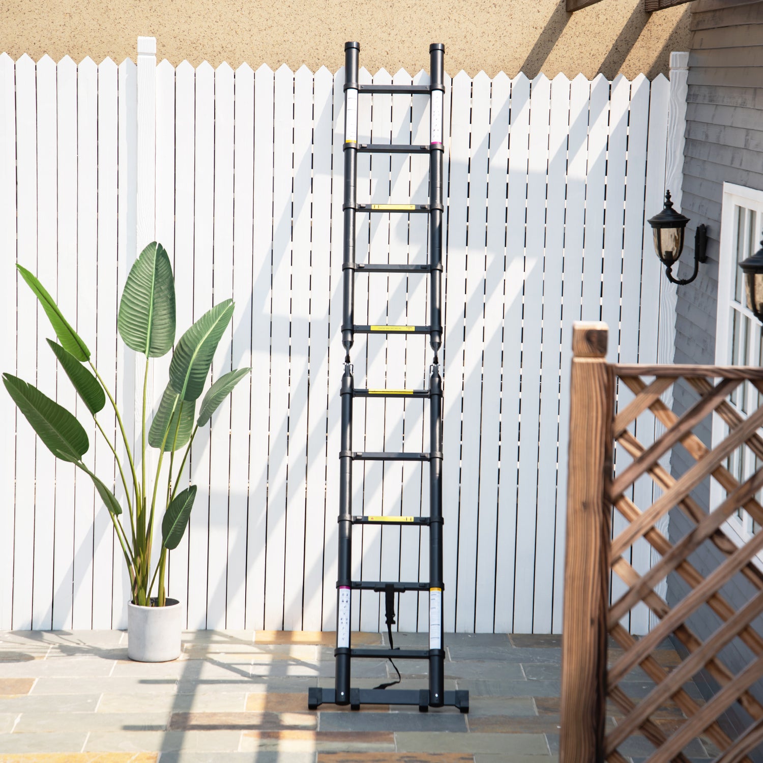 DURHAND 10-Step Extendable Aluminium Telescopic Ladder with Non-Slip Steps, 3.2m Multi-Purpose Folding Ladder, 150kg Capacity, EN131 Certified, Black - ALL4U RETAILER LTD