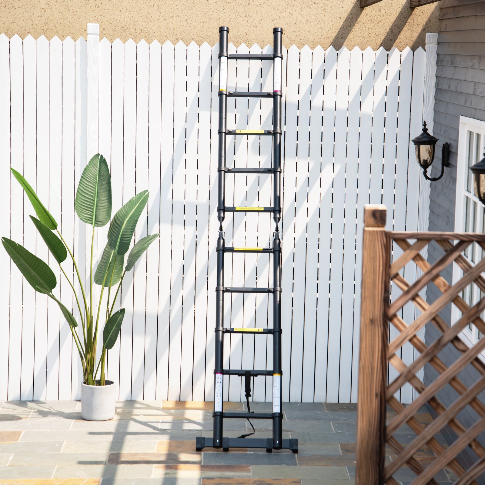 DURHAND 10-Step Extendable Aluminium Telescopic Ladder with Non-Slip Steps, 3.2m Multi-Purpose Folding Ladder, 150kg Capacity, EN131 Certified, Black - ALL4U RETAILER LTD