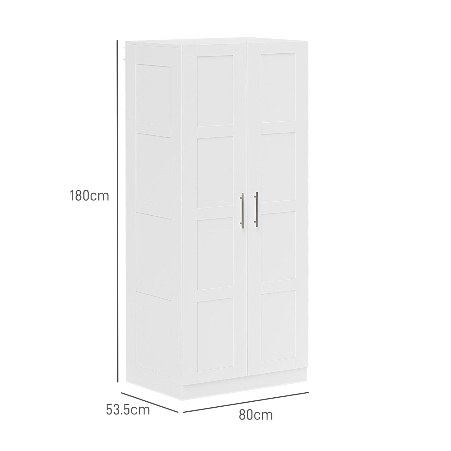 HOMCOM White Double Paneled Door Wardrobe With Shelves Quiet Smooth Glide Doors Modern Storage Solution