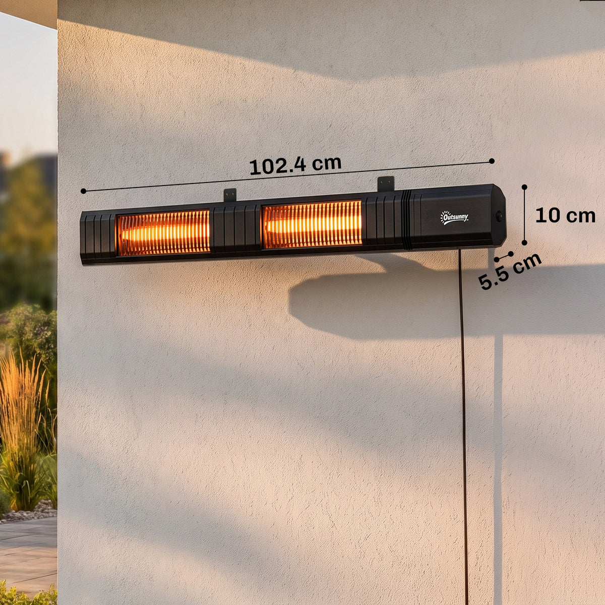 Outsunny 3000W Electric Wall Mounted Infrared Patio Heater With Remote Black