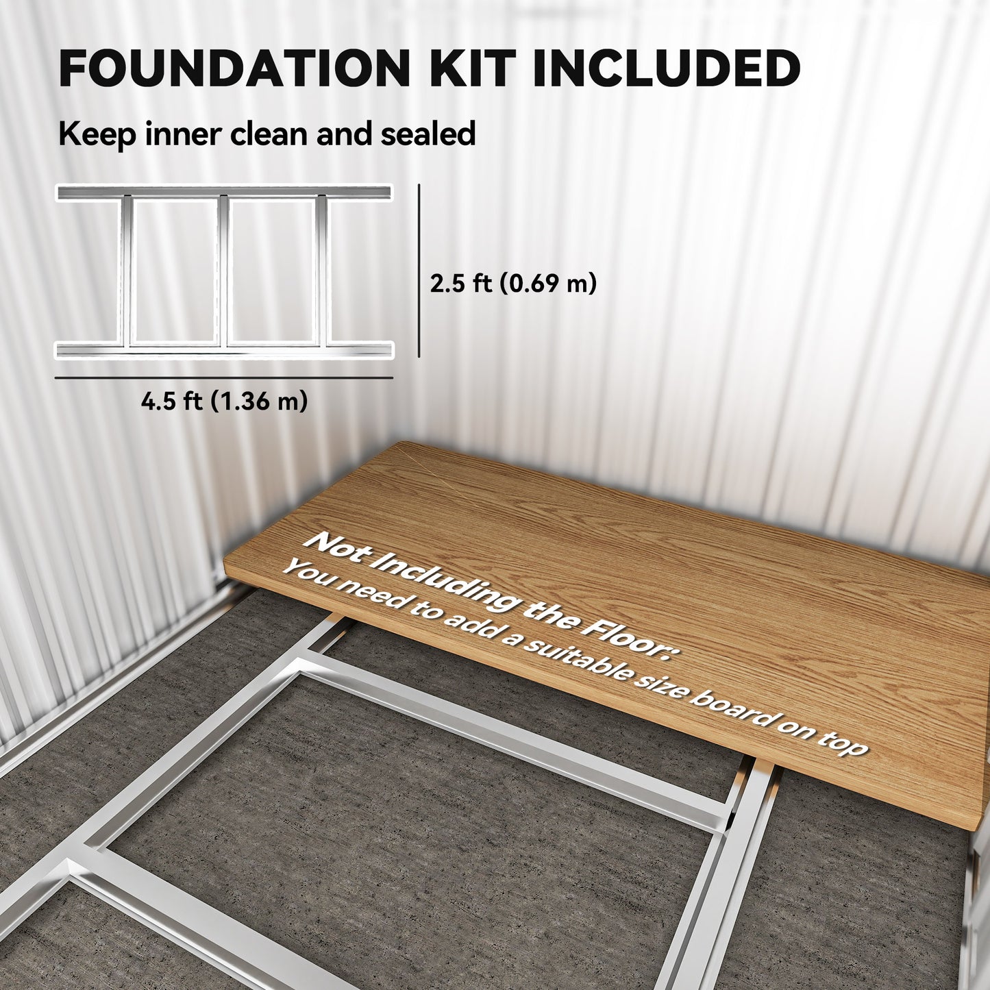 Outsunny Garden Metal Tool Storage Shed With Sliding Door Sloped Roof And Foundation Kit 152 By 132 By 188 Cm Grey