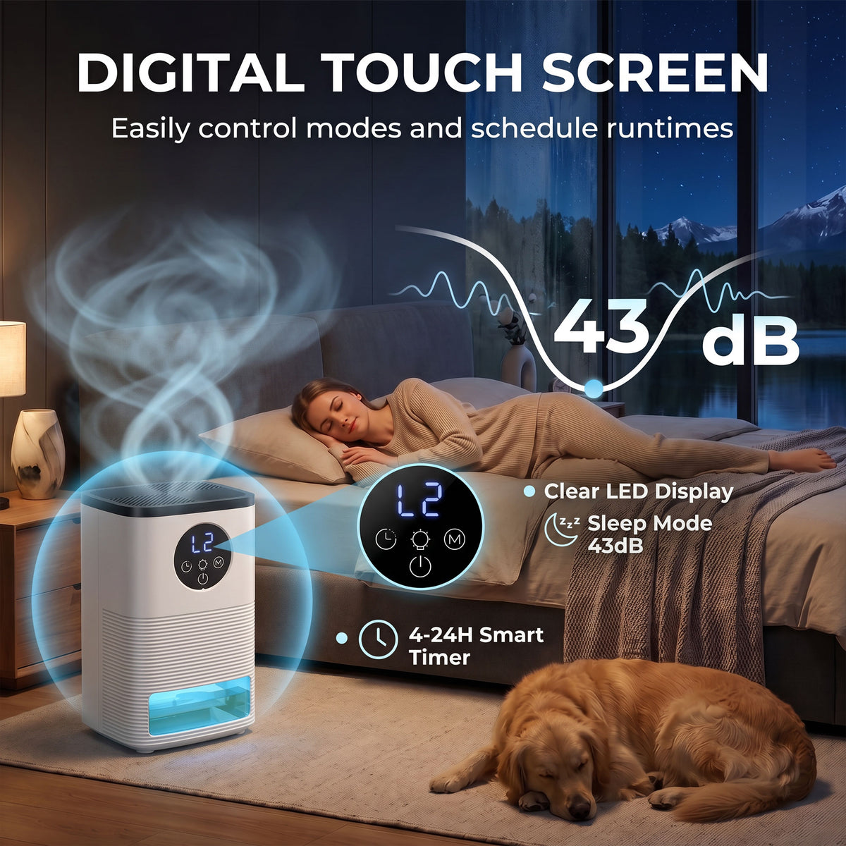 HOMCOM 300ml Per Day Mini Dehumidifier With RGB Lights And 1.4L Tank
