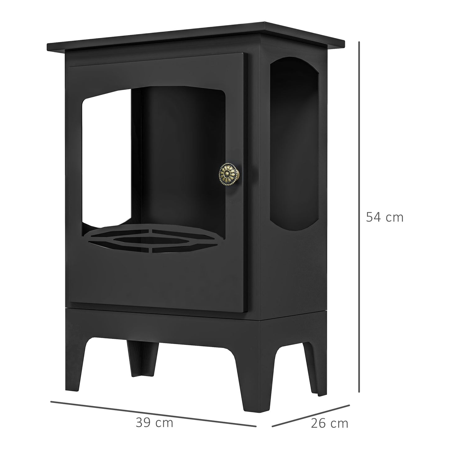 HOMCOM Freestanding Ethanol Fireplace Stainless Steel Flame Snuffer 0.9 Liter Tank 3 Hour Burn Time Indoor Use Black