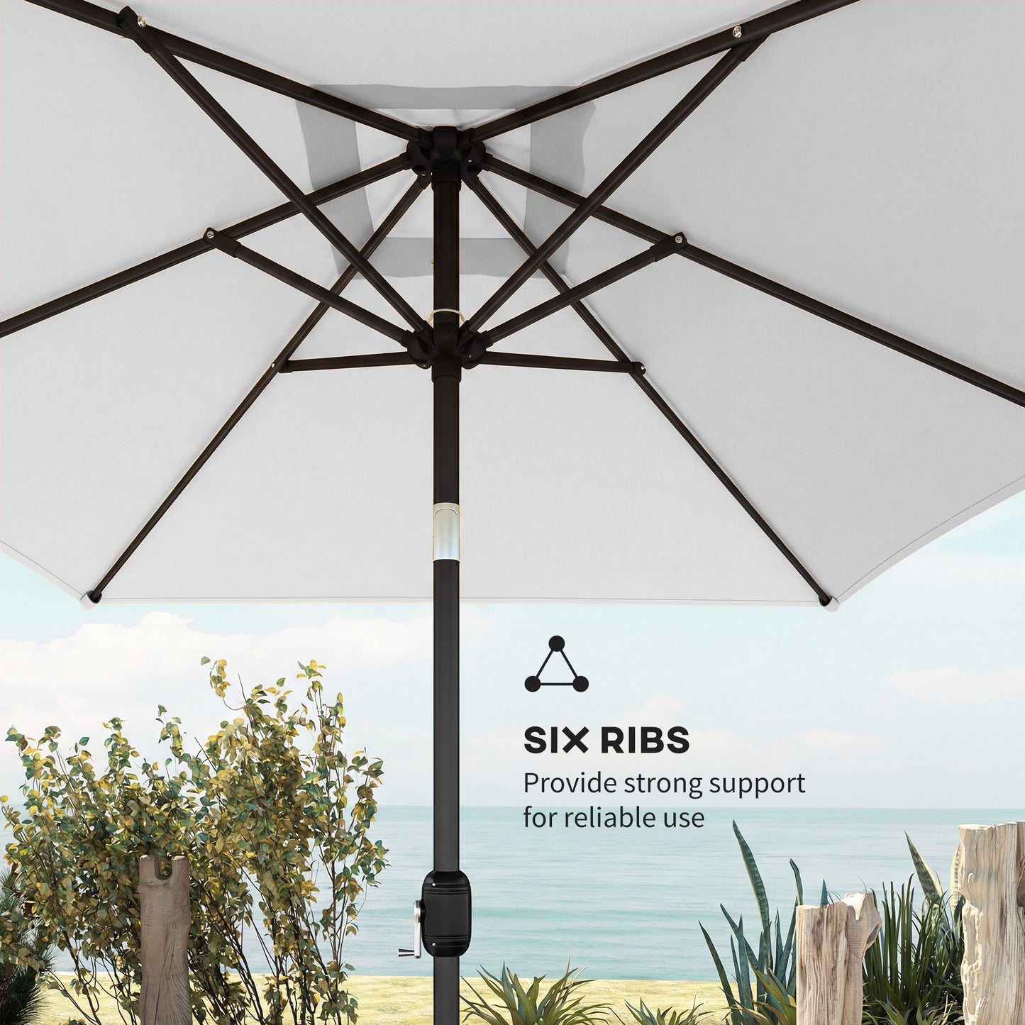 Outsunny Garden Parasol Umbrella With Crank Handle Tilt Function Cream White 180g Polyester Canopy