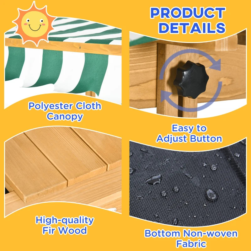 Outsunny Kids Square Wooden Sandpit Children Cabana Sandbox Outdoor Playset - ALL4U RETAILER LTD