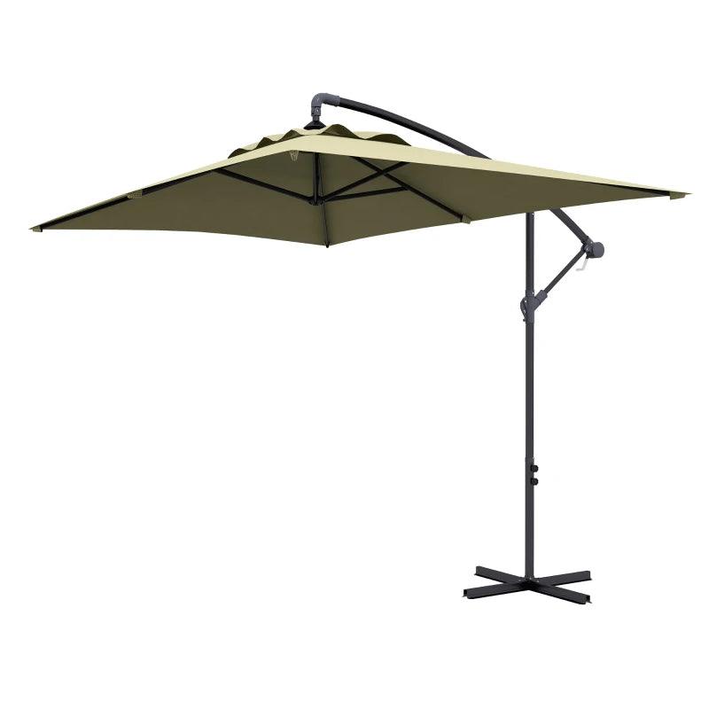 Outsunny 3x2m Rectangular Cantilever Parasol - Hanging Patio Umbrella with Cross Base, Crank Handle, and 6 Ribs - Outdoor Pool, Garden, Balcony Sun Shade - Beige Elegance - ALL4U RETAILER LTD