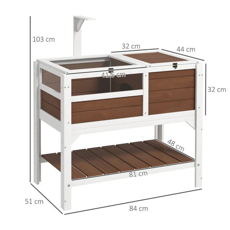 PawHut Wooden Tortoise House w/ Run, Shelter, Shelf, Lamp Holder - ALL4U RETAILER LTD