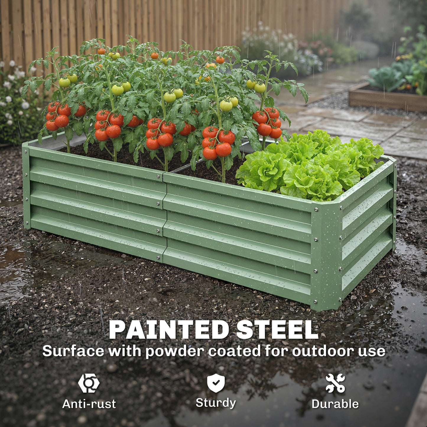 Outsunny Galvanised Raised Garden Beds Outdoor Planters For Herbs And Vegetables For Patio Balcony Garden