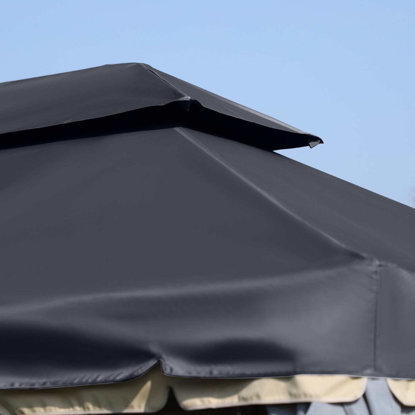 Outsunny 3 x 4m Aluminium GardenÂ Gazebo, Marquee Canopy Shelter Pavilion Party Tent with Nets and Curtains for Garden and Deck, Black