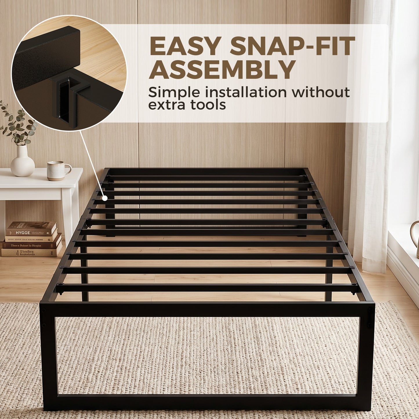 HOMCOM 3ft Single Bed Frame With Underbed Storage And Steel Slat Support Noise Free Black