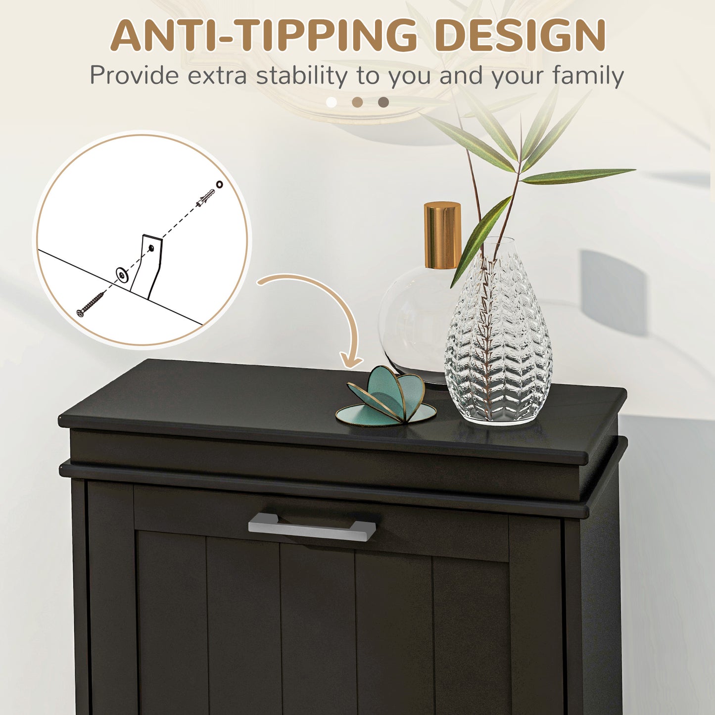 HOMCOM Two-Drawer Minimalistic 10-Shoe Cabinet For Narrow Spaces With Adjustable Shelves In Black