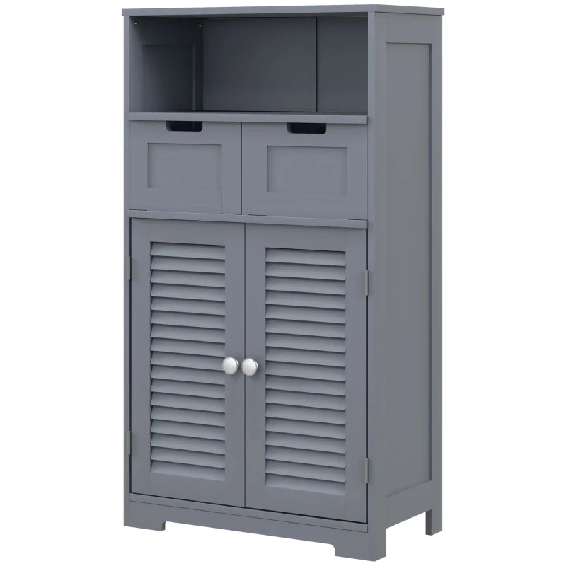 Kleankin Three-Part Bathroom Storage Unit - Grey, Includes Shelf, Drawers & Cupboard: Optimize Your Bathroom Organization - ALL4U RETAILER LTD