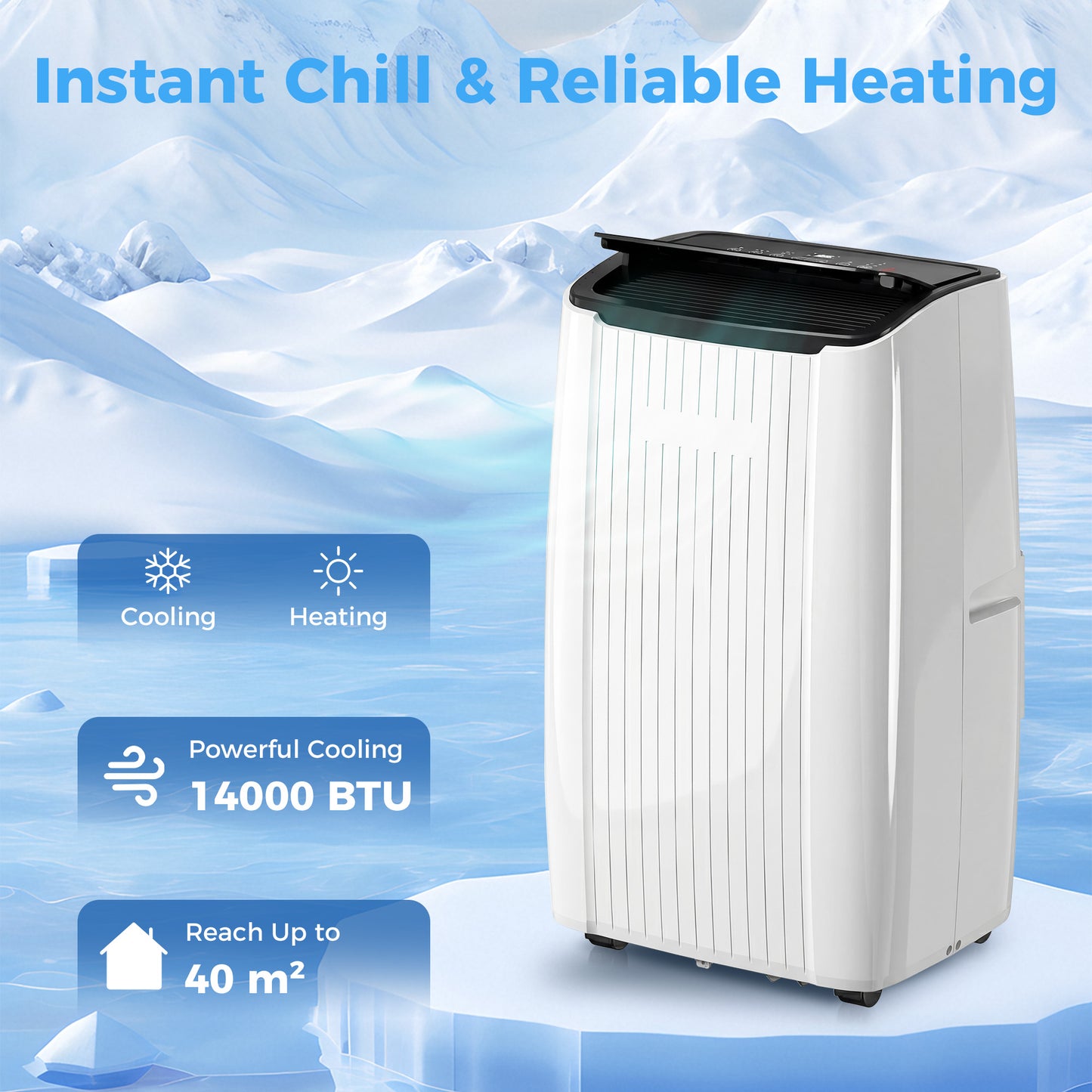 HOMCOM 14000 BTU 5 In 1 Portable Air Conditioner With Cooling Heating Dehumidifier Fan Sleep WiFi Control White