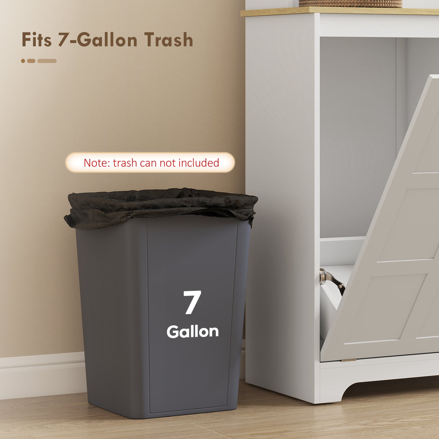HOMCOM 175cm Tall Kitchen Cabinet With Rubbish Bin Cabinet 3 Door Shelves And 2 Acrylic Doors White
