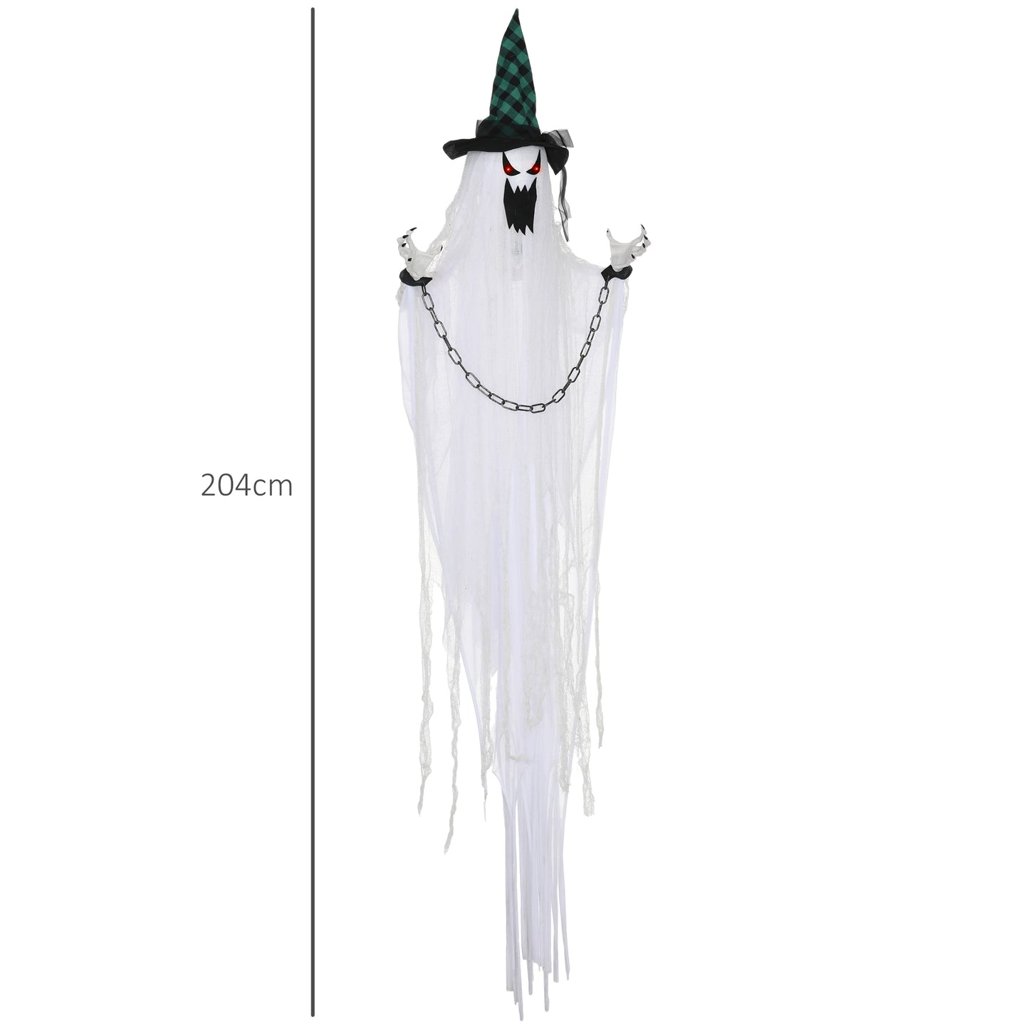 HOMCOM Spooky 80" Animated Hanging Ghost Decoration with Sound and Light Effects for Halloween - ALL4U RETAILER LTD