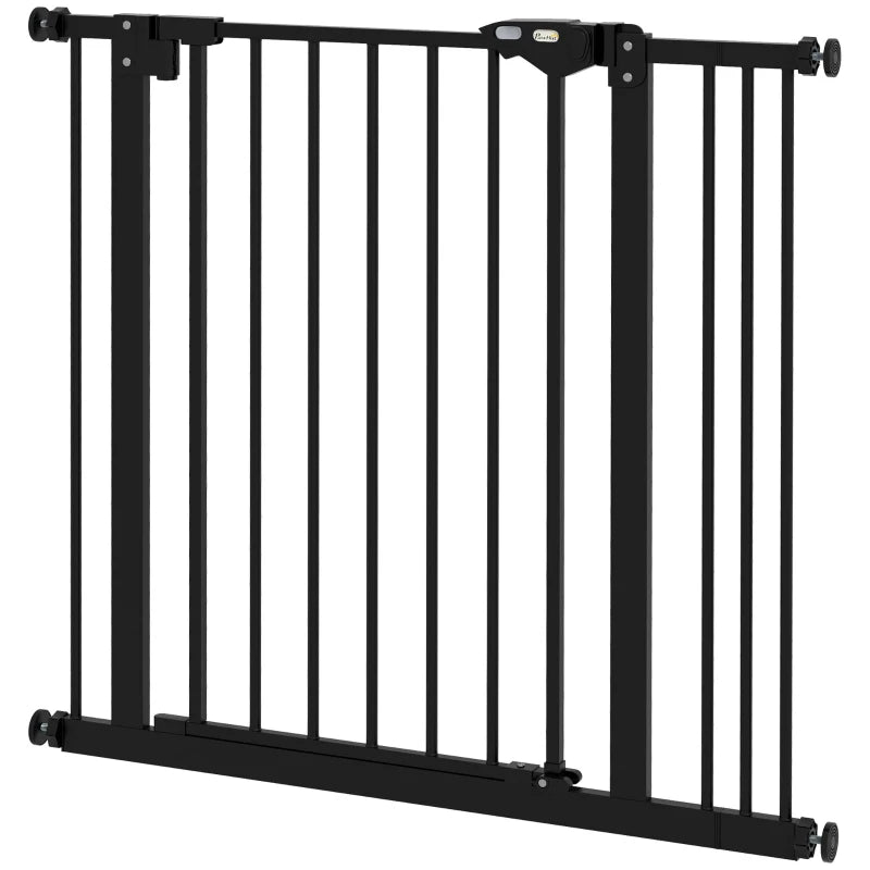 PawHut Metal Adjustable Dog Gate - Black, Expandable 74-87cm Width, Pet Safety Barrier - ALL4U RETAILER LTD