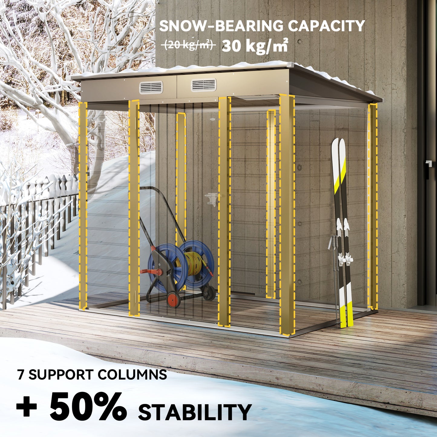 Outsunny 4x6ft Galvanised Metal Garden Shed With Locking Doors Grey For Outdoor Tool Storage