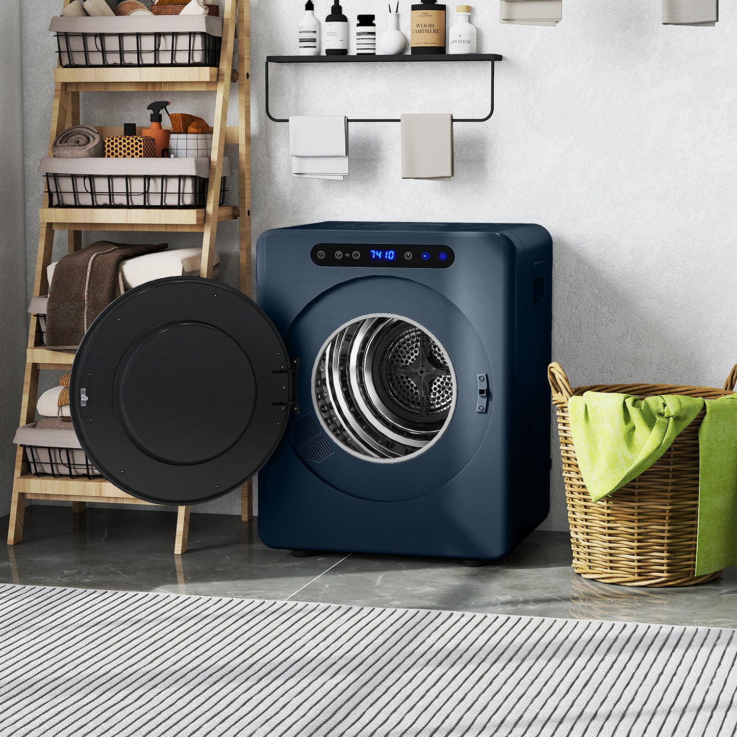 HOMCOM 5Kg Compact Tumble Dryer Blue With 1000W Motor And 40-60C Auto Dry For Small Spaces