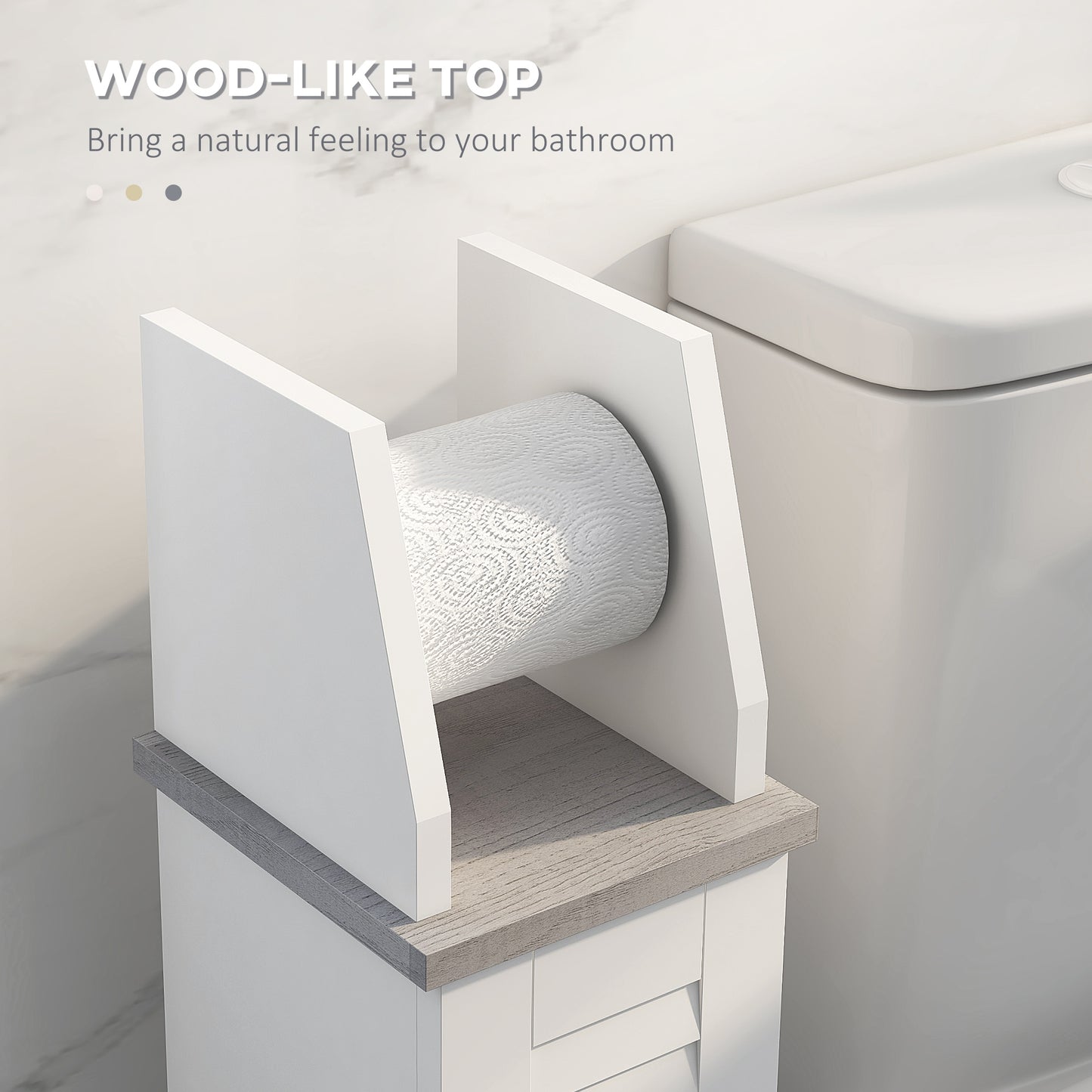 Kleankin Sleek White Bathroom Storage Cabinet with Adjustable Shelf and Toilet Roll Holder - ALL4U RETAILER LTD